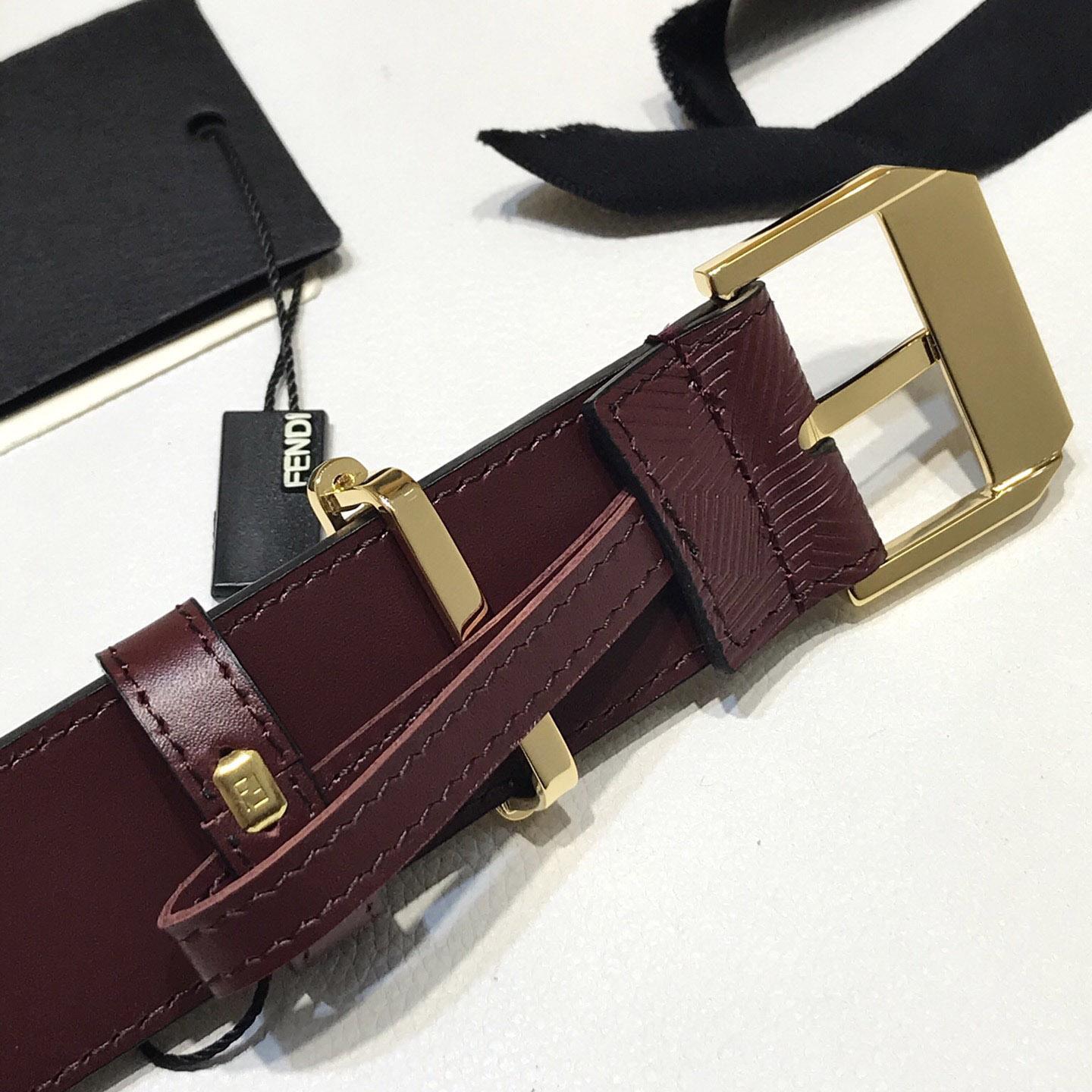 Fendi Edge Burgunderroter Ledergürtel - EUR FASHION