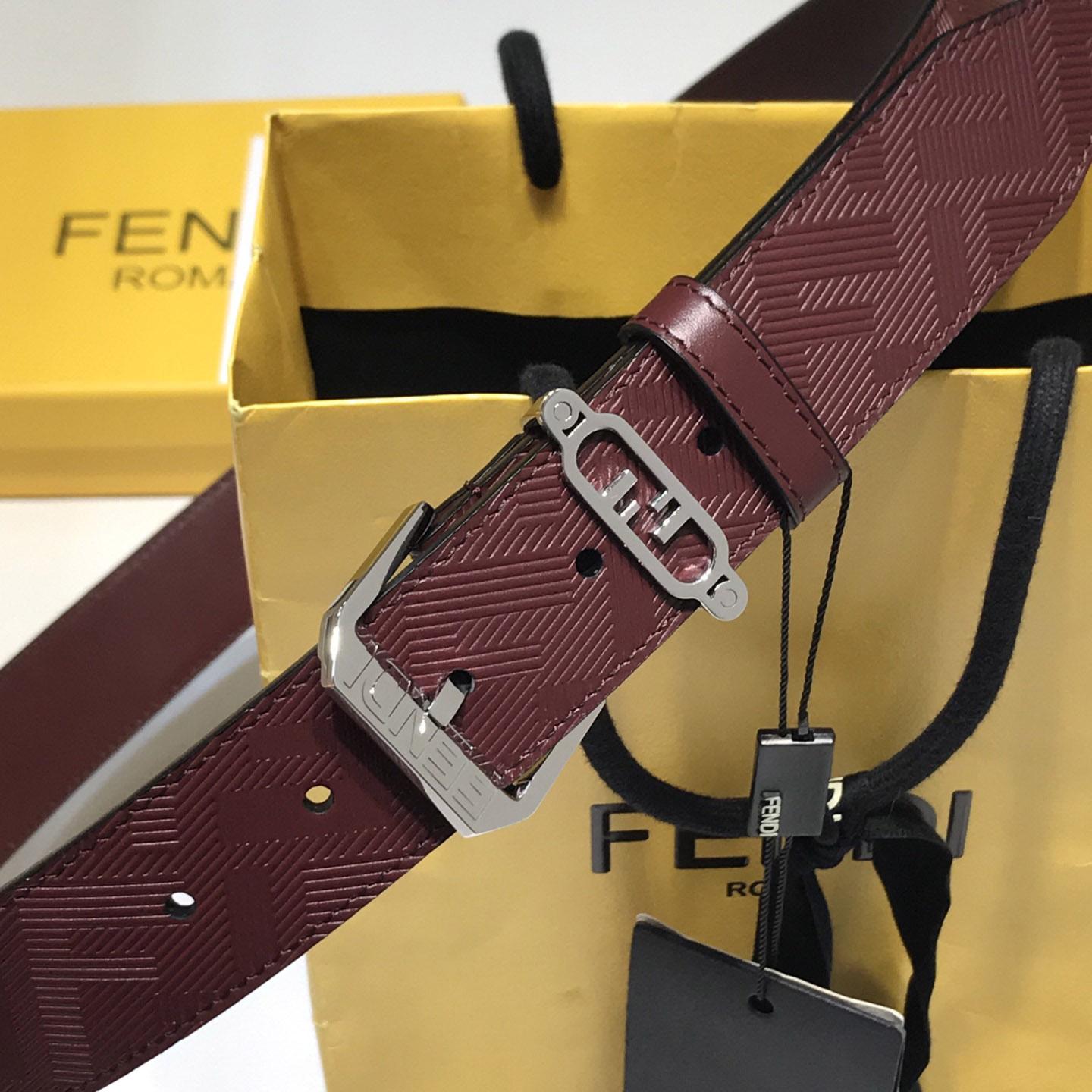 Fendi Edge Burgunderroter Ledergürtel - EUR FASHION