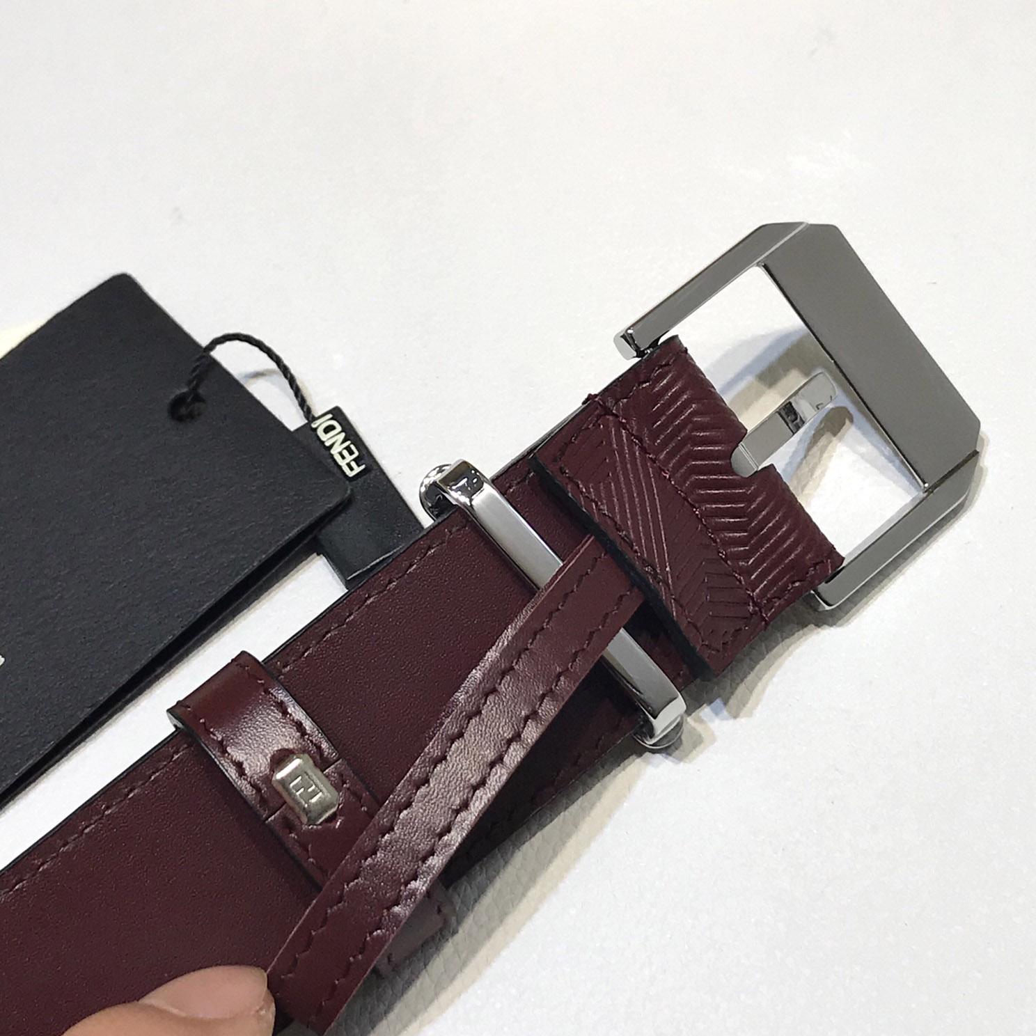 Fendi Edge Burgunderroter Ledergürtel - EUR FASHION