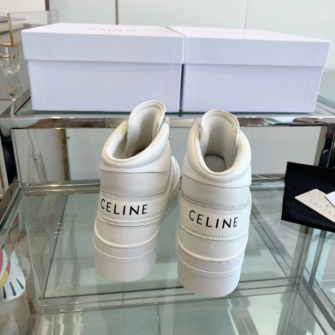 Celine Block-Sneaker mit Keil-Außensohle in Kalbslederoptik Weiß - EUR FASHION