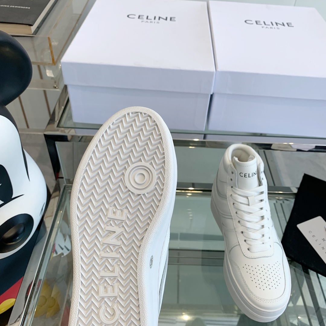 Celine Block-Sneaker mit Keil-Außensohle in Kalbslederoptik Weiß - EUR FASHION