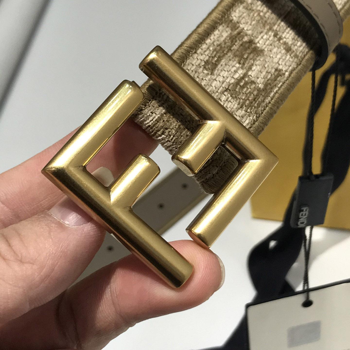 Fendi Taubengrauer FF-Jacquard-Stoffgürtel - EUR FASHION