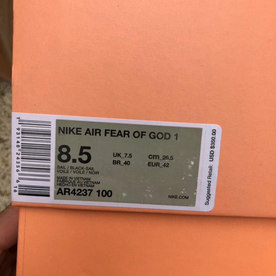 Nike Air Fear Of God 1 Sail Turnschuhe AR4237-100 - EUR FASHION