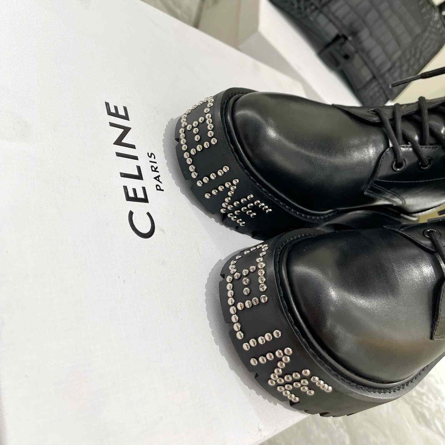 Celine Schnürstiefel mit Triomphe und Nietensohle Celine Bulky in Shiny Bull - EUR FASHION