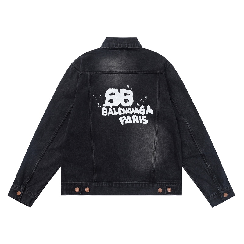 Balenciaga Hand Drawn BB Icon Übergroße Jacke in Schwarz - EUR FASHION