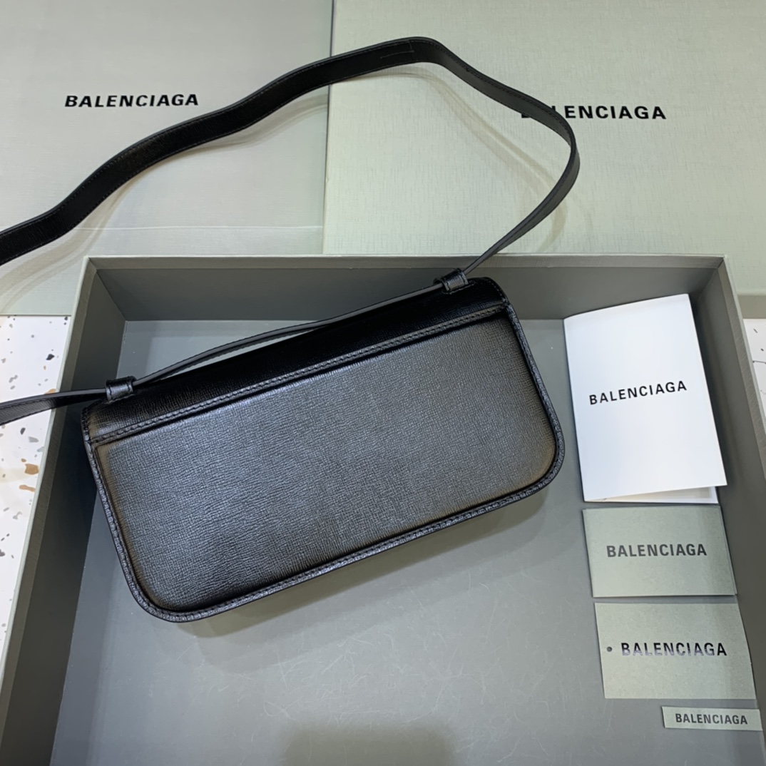 Balenciaga Damen Gossip Kleine Tasche aus gestreift geprägtem Kalbsleder in Schwarz (23,5–12,4–10,4 cm) - EUR FASHION