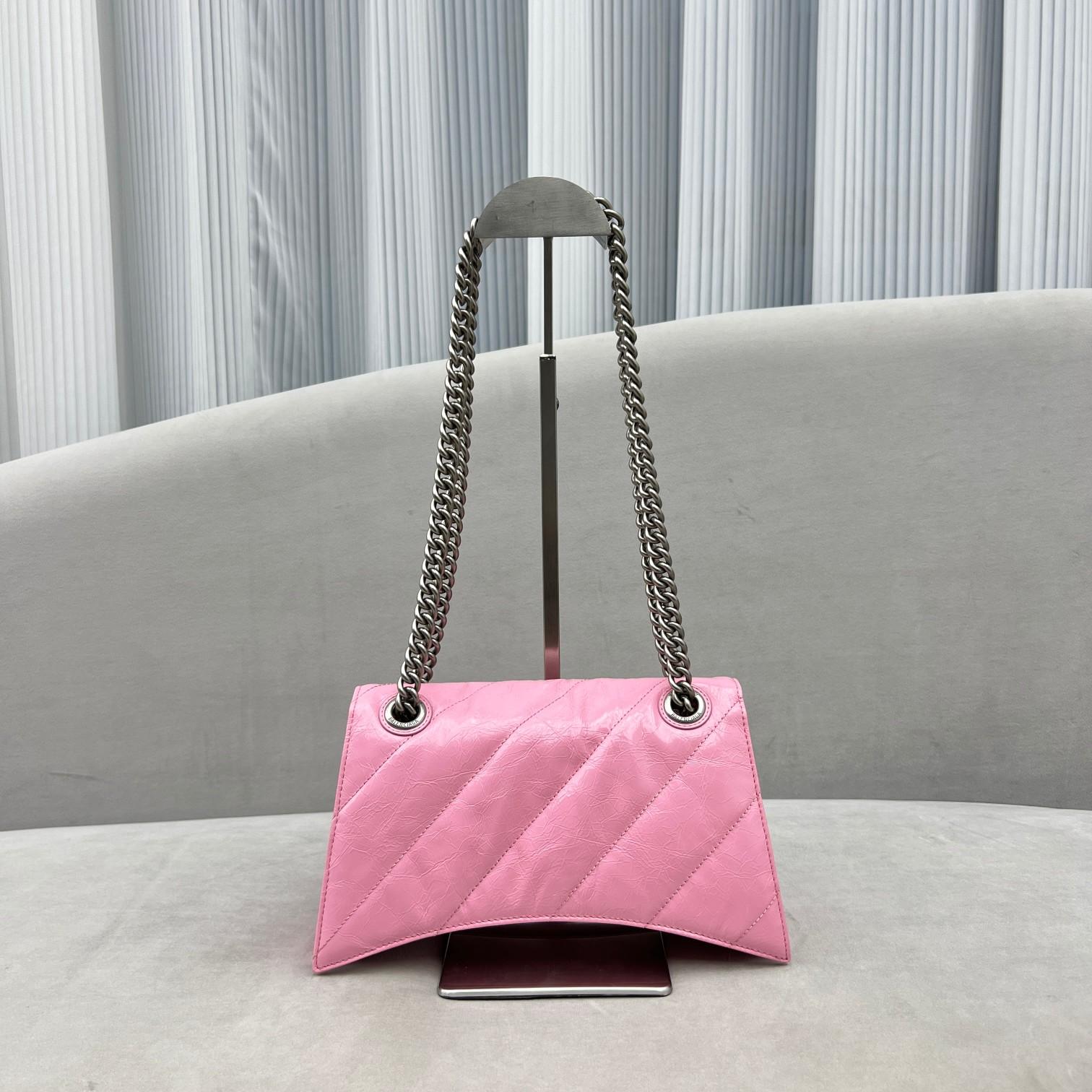 Balenciaga Damen Crush Small Chain Bag gesteppt in Rosa (25-15-9,5 cm) - EUR FASHION