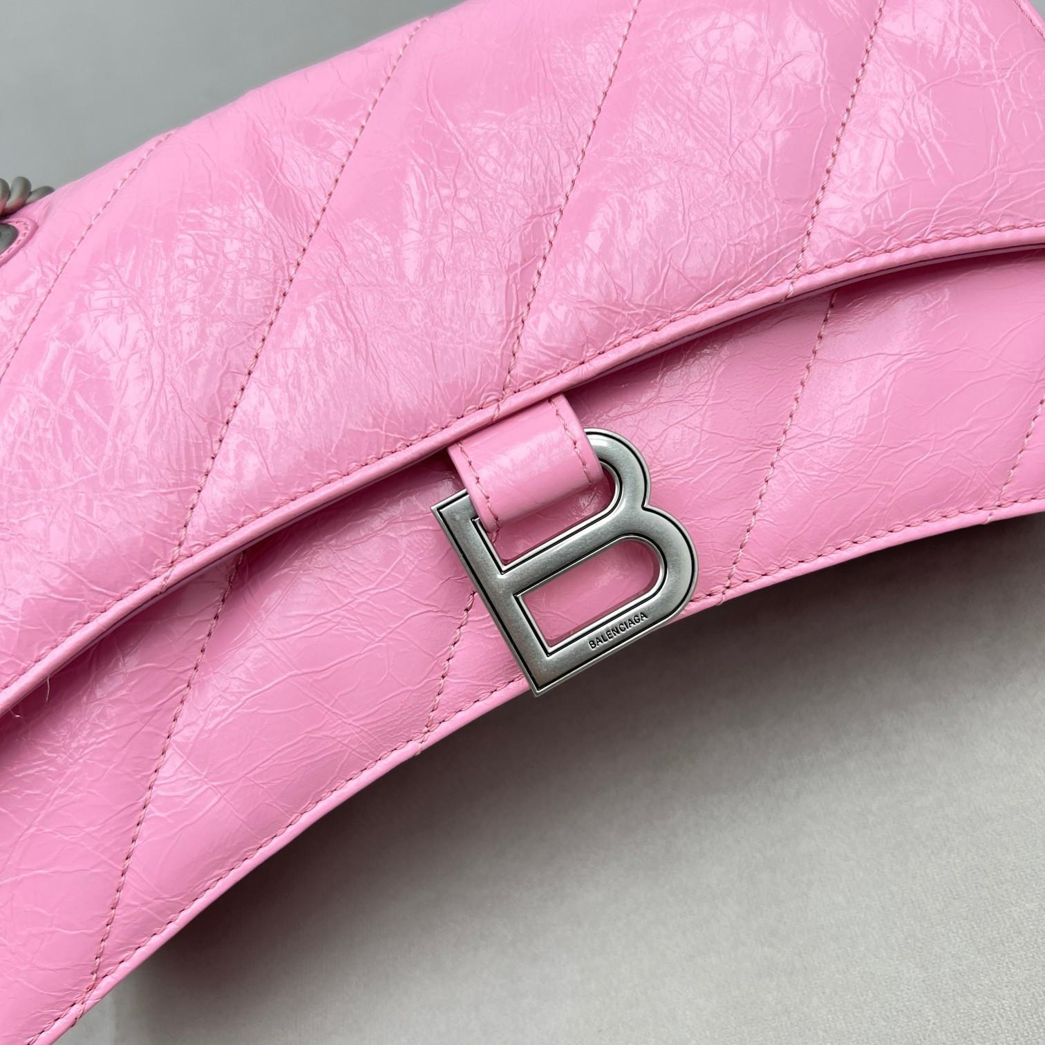 Balenciaga Damen Crush Small Chain Bag gesteppt in Rosa (25-15-9,5 cm) - EUR FASHION