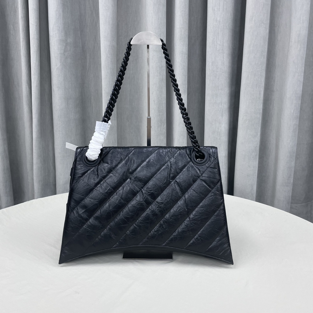 Balenciaga Damen Crush Large Chain Bag Quilted in Schwarz (40-11-25 cm) - EUR FASHION