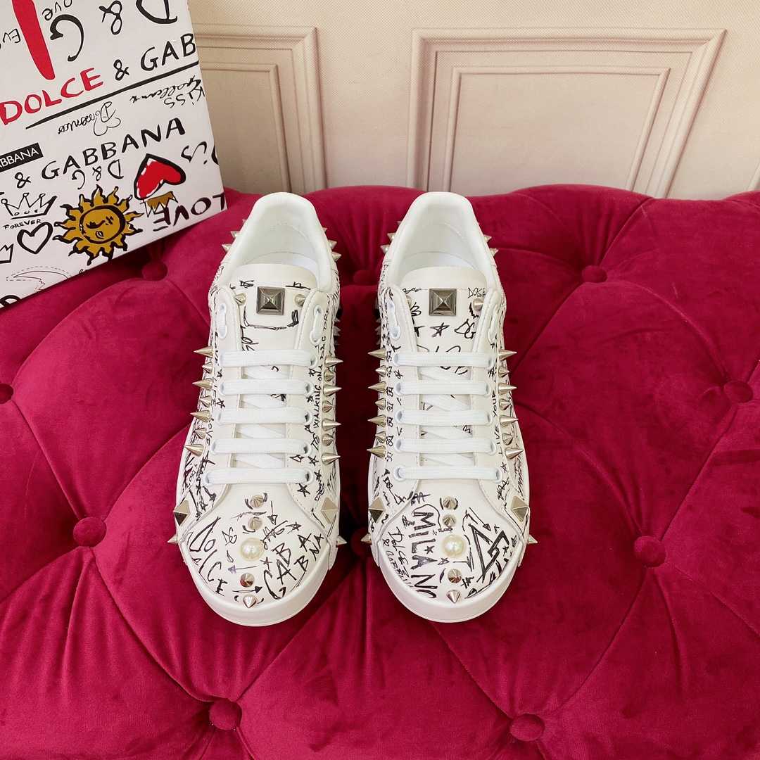 Dolce & Gabbana Portofino-Sneaker aus Kalbsnappaleder mit Nieten - EUR FASHION