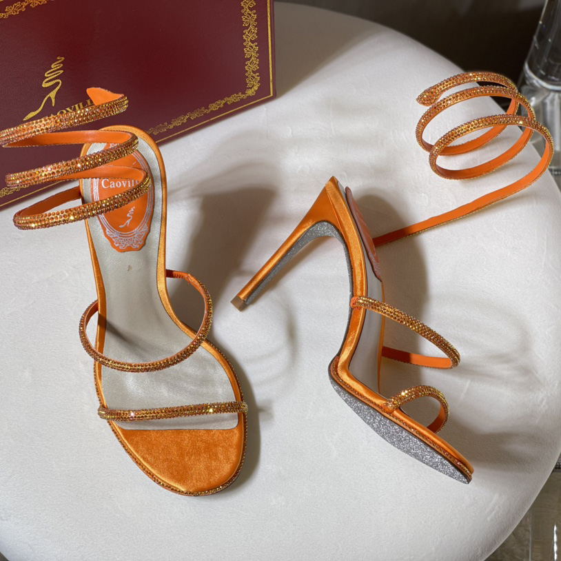 Rene Caovilla Cleo Crystal Orange Sandale - EUR FASHION