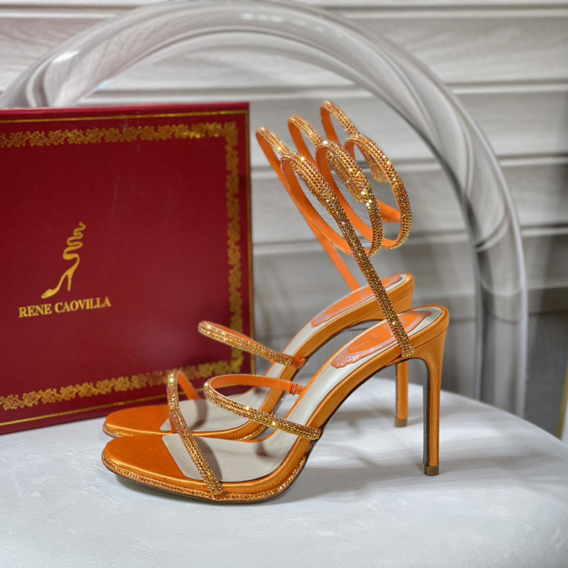 Rene Caovilla Cleo Crystal Orange Sandale - EUR FASHION