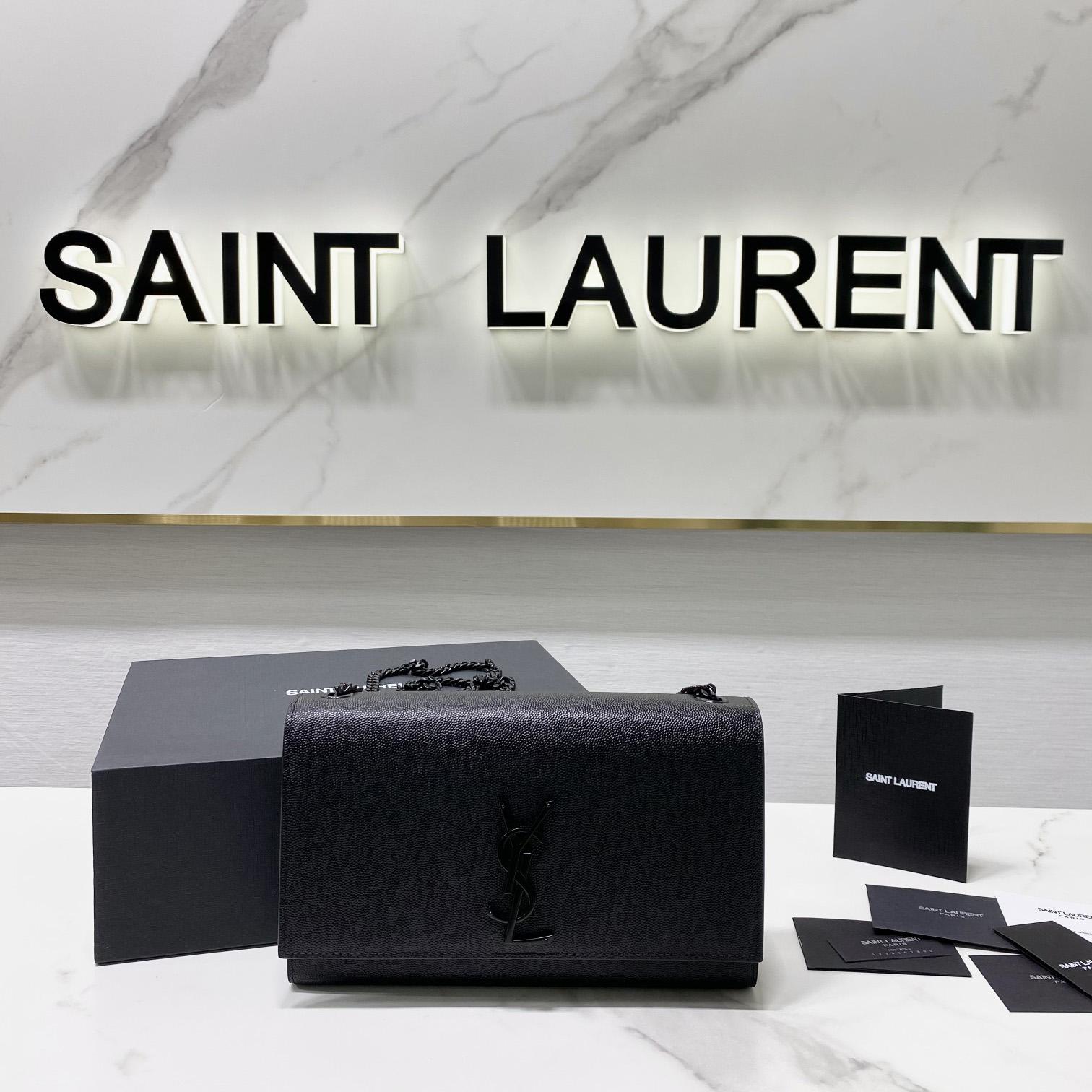 Saint Laurent Kate Mittelgroße Kettentasche aus Leder mit Grain-de-Poudre-Prägung - EUR FASHION