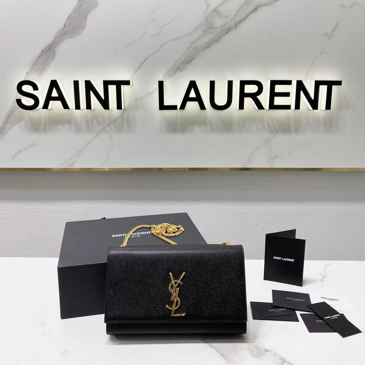 Saint Laurent Kate Mittelgroße Kettentasche aus Leder mit Grain-de-Poudre-Prägung - EUR FASHION