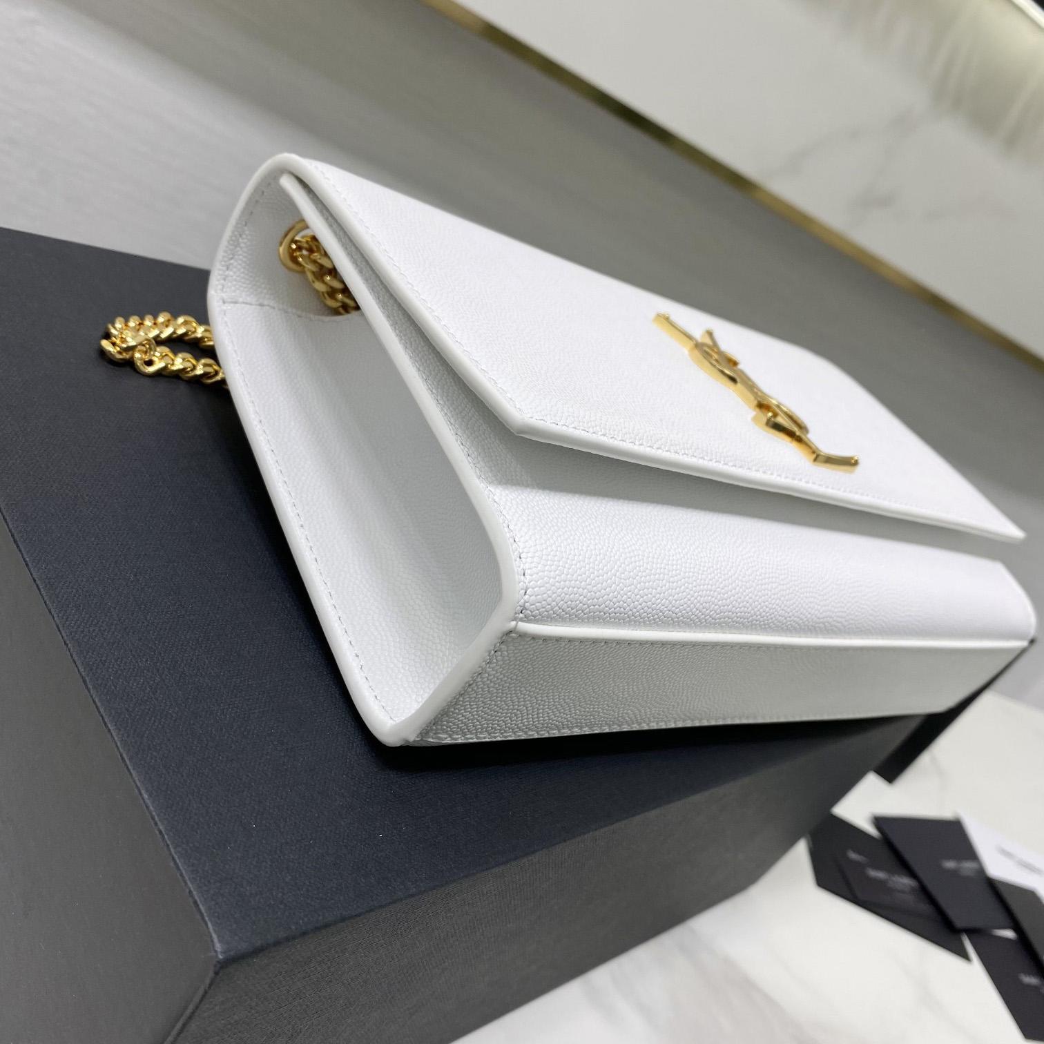 Saint Laurent Kate Mittelgroße Kettentasche aus Leder mit Grain-de-Poudre-Prägung - EUR FASHION