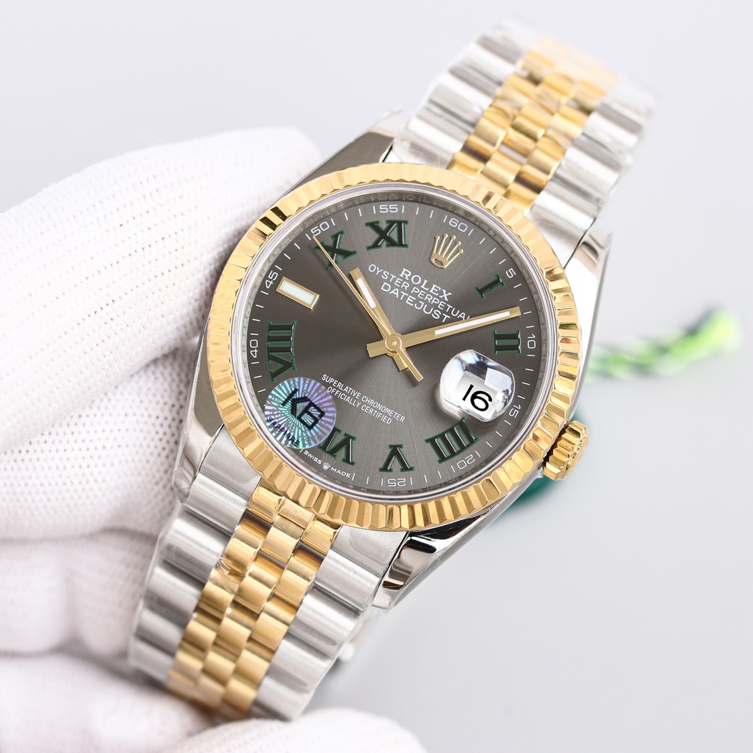 Rolex Datejust Oystersteel Steel Gelbgold Dunkelgraues Zifferblatt Jubilee - EUR FASHION