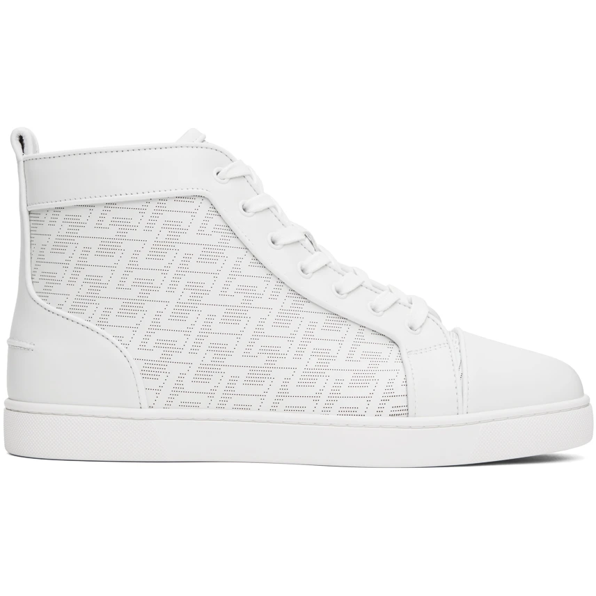 Christian Louboutin High-Top-Sneaker – Perforiertes Kalbsleder Techno CL und Nappaleder – Bianco - EUR FASHION