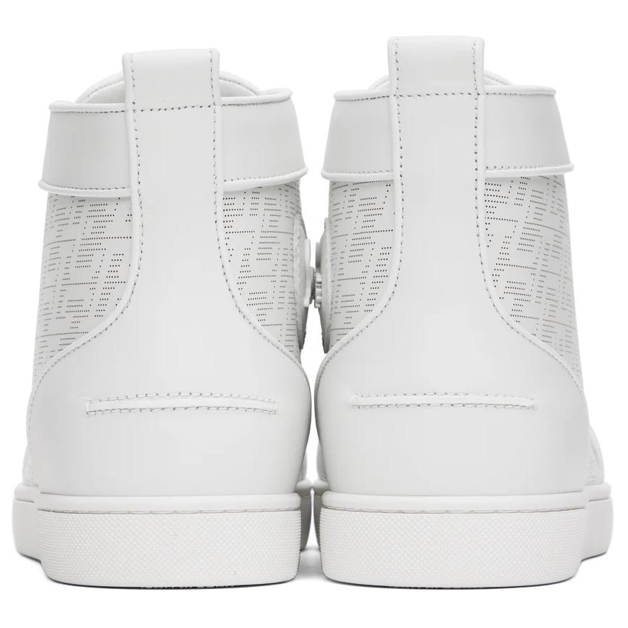 Christian Louboutin High-Top-Sneaker – Perforiertes Kalbsleder Techno CL und Nappaleder – Bianco - EUR FASHION