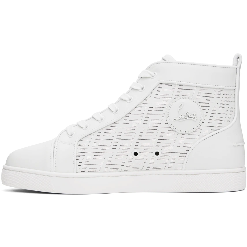 Christian Louboutin High-Top-Sneaker – Perforiertes Kalbsleder Techno CL und Nappaleder – Bianco - EUR FASHION