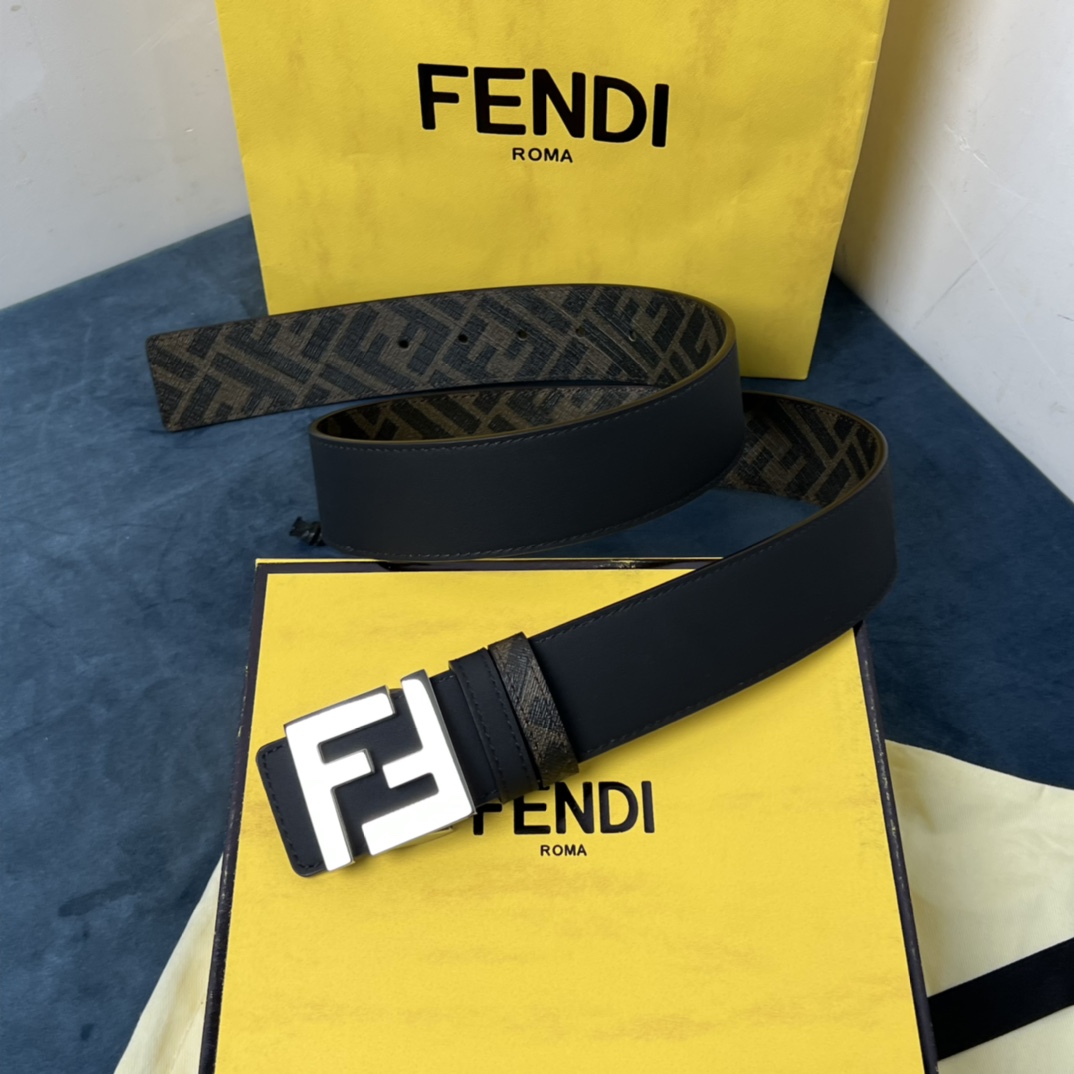 Fendi Wendegürtel aus schwarzem Leder - EUR FASHION