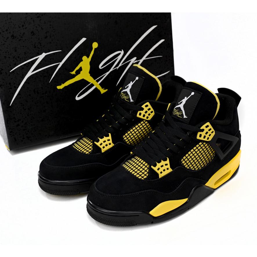 Jordan Air 4 Retro „Thunder“ Schwarz/Weiß-Tour Gelb 308497-008 - EUR FASHION