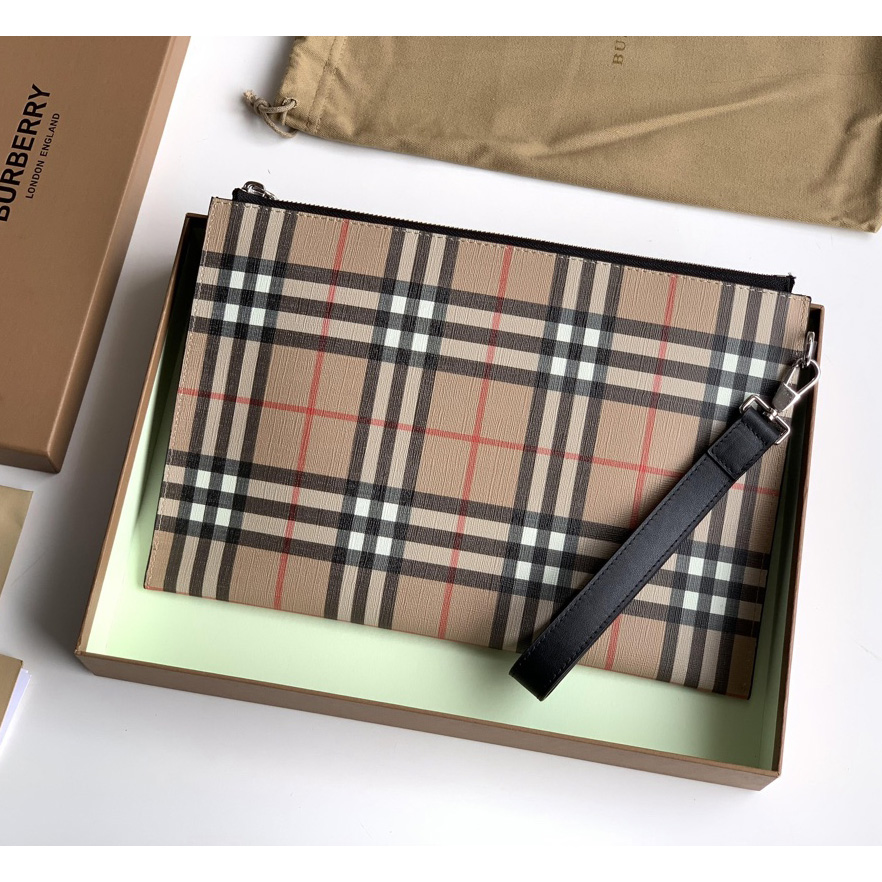 Burberry Vintage Check Canvas-Reißverschlussbeutel (30 cm * 19,5 cm) - EUR FASHION