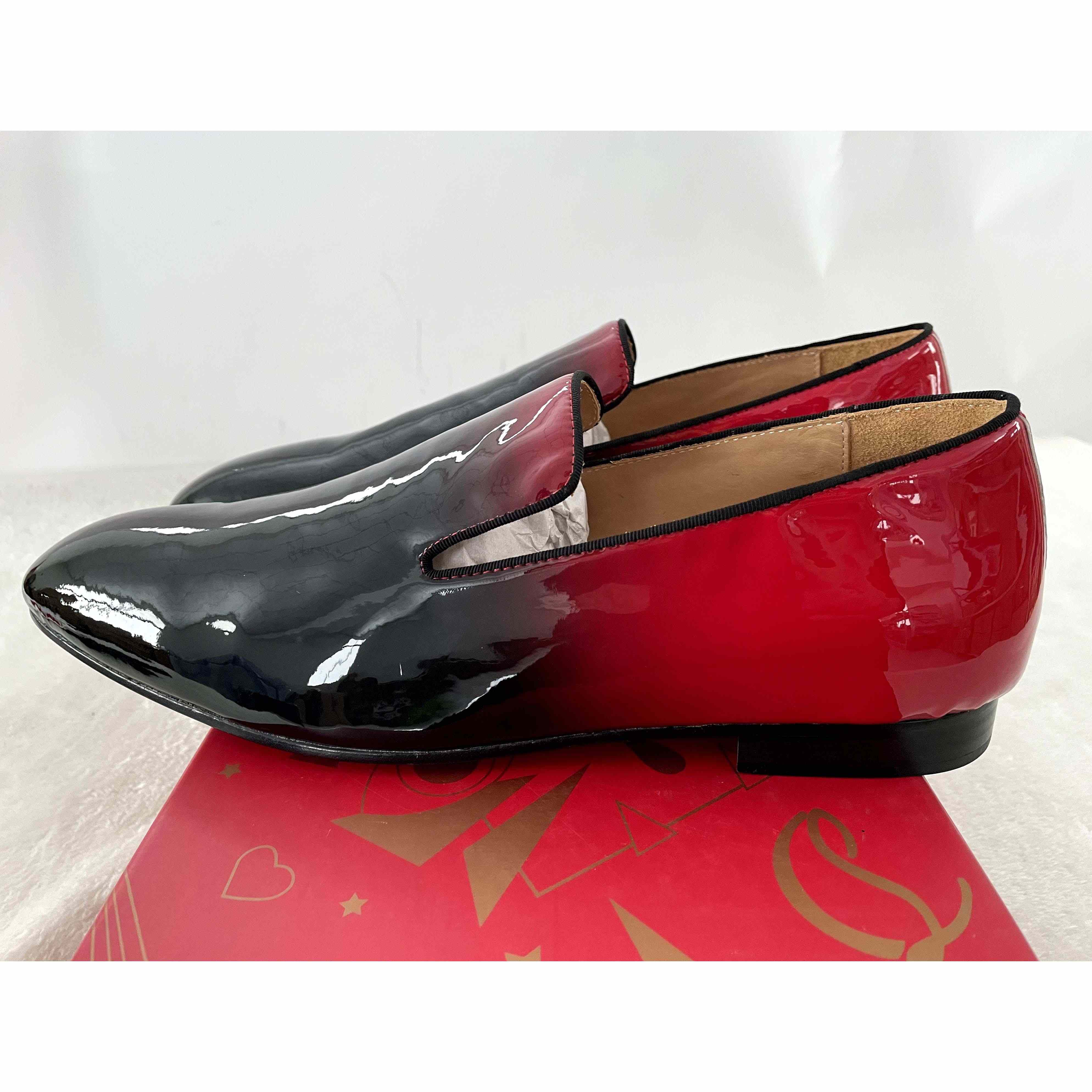 Christian Louboutin Schwarz-Rote Lackleder-Loafer-Kleiderschuhe - EUR FASHION