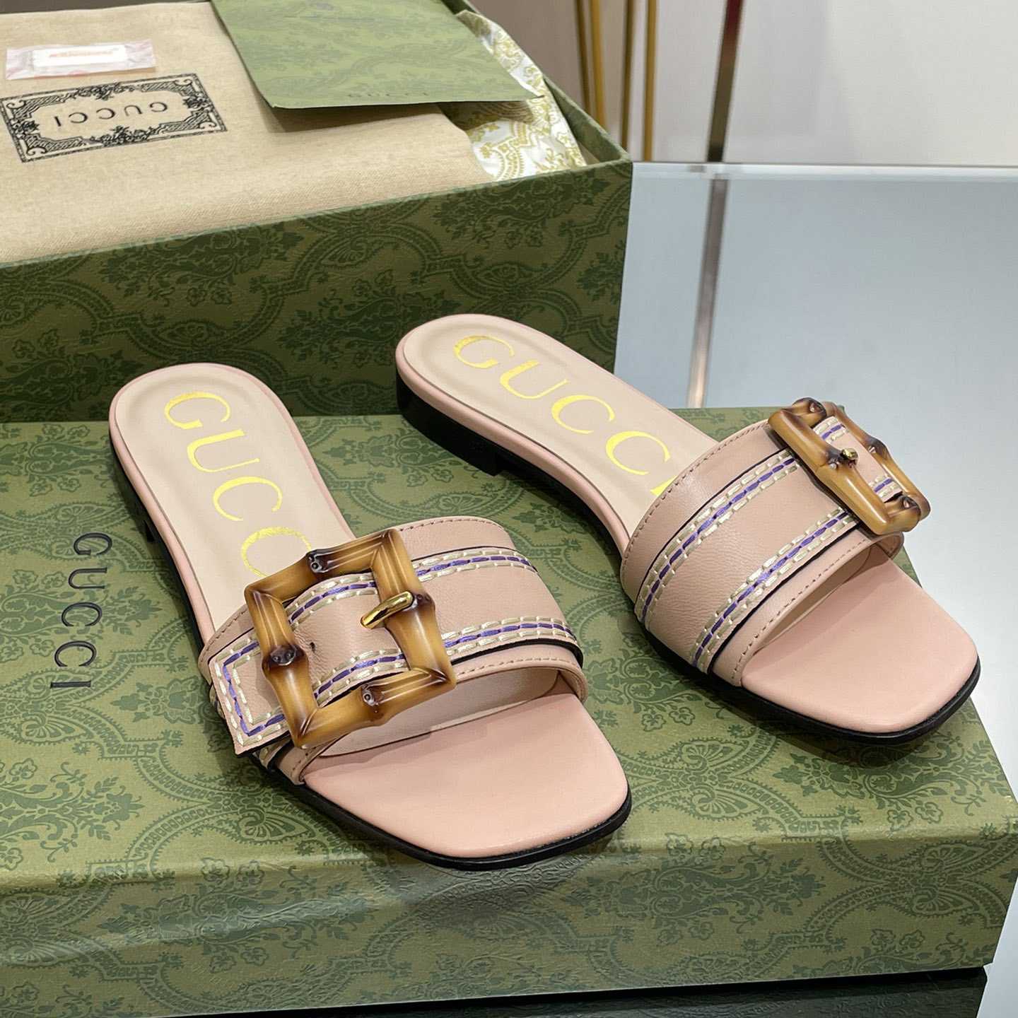 Gucci Damen-Slide-Sandale mit Bambusschnalle - EUR FASHION