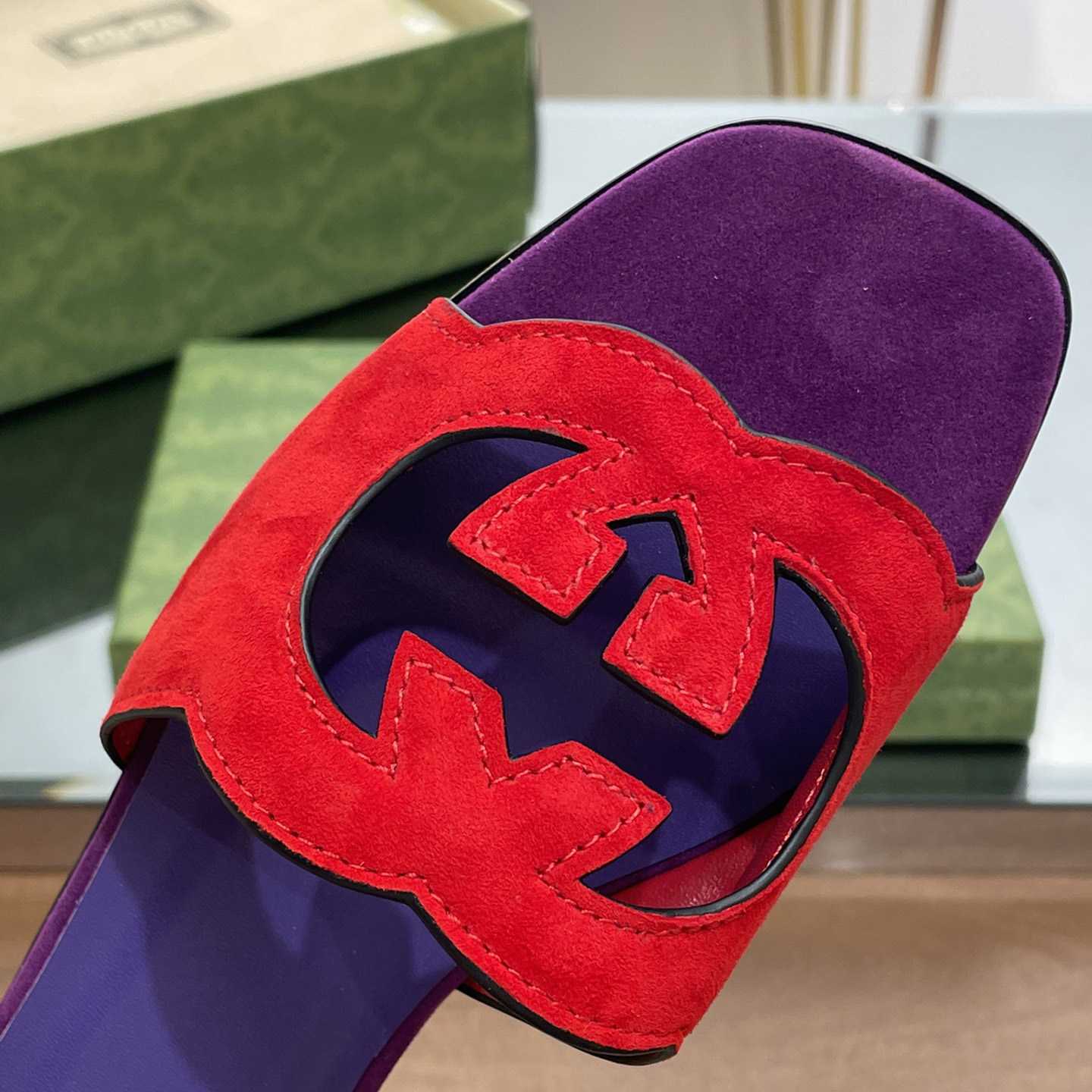 Gucci Damen-Slide-Sandale mit ineinandergreifendem G-Ausschnitt - EUR FASHION
