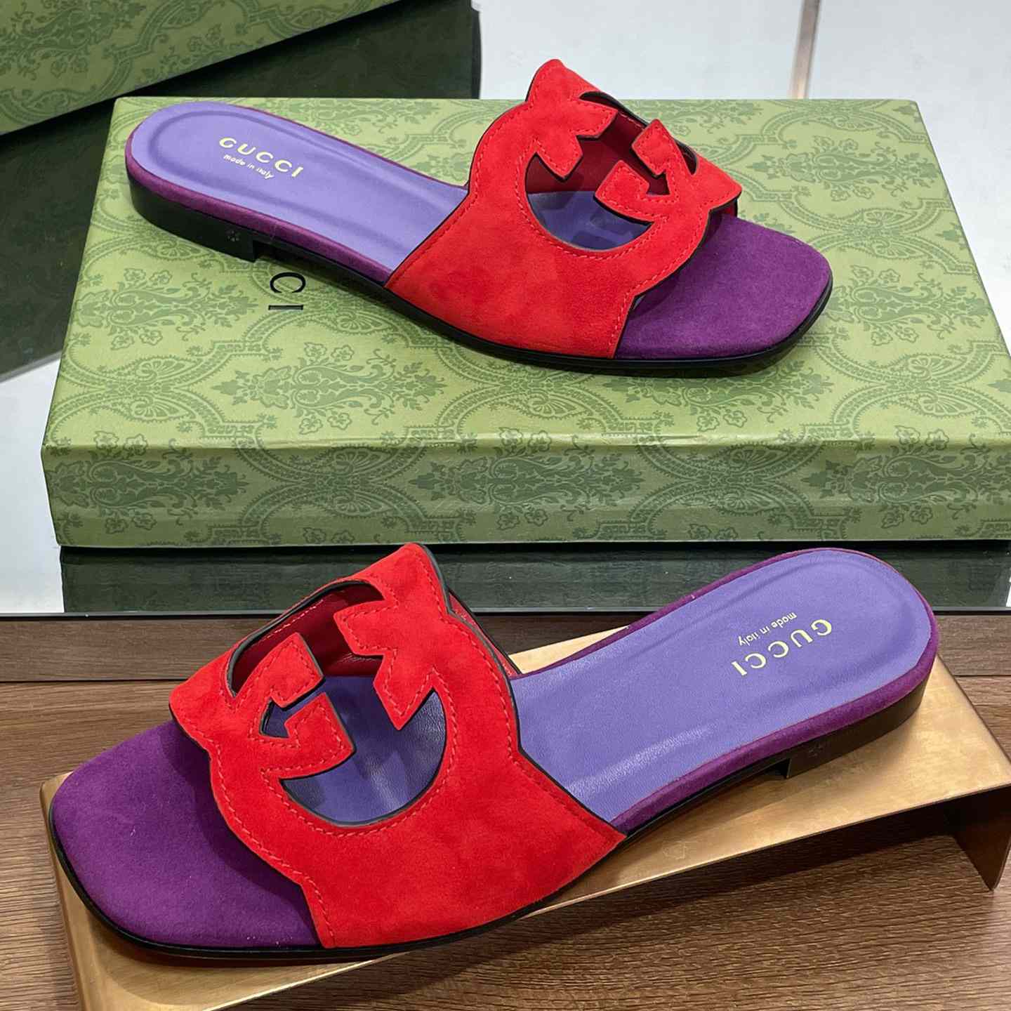 Gucci Damen-Slide-Sandale mit ineinandergreifendem G-Ausschnitt - EUR FASHION