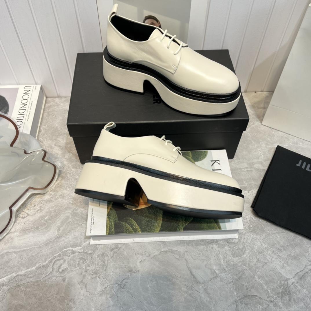 Weiße Schnürschuhe mit Keilabsatz von Jil Sander - EUR FASHION