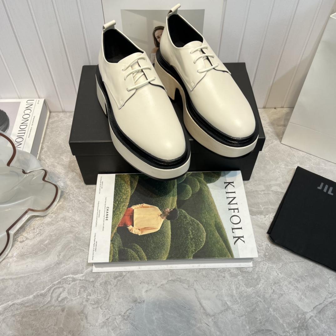 Weiße Schnürschuhe mit Keilabsatz von Jil Sander - EUR FASHION