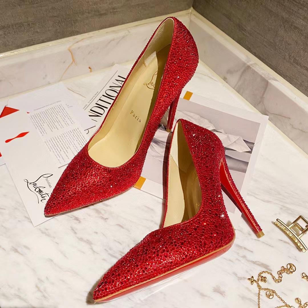 Christian Louboutin Rotes Leder Strass Degrade So Kate Pumps - EUR FASHION