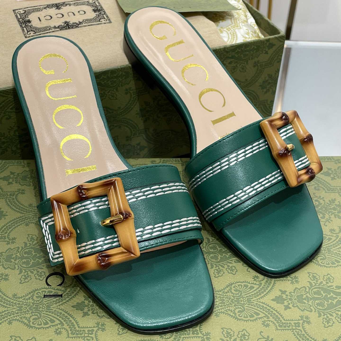 Gucci Damen-Slide-Sandale mit Bambusschnalle - EUR FASHION