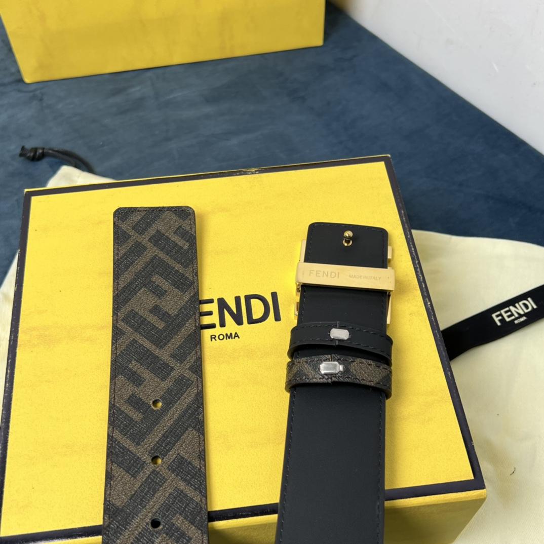 Fendi Wendegürtel aus schwarzem Leder - EUR FASHION