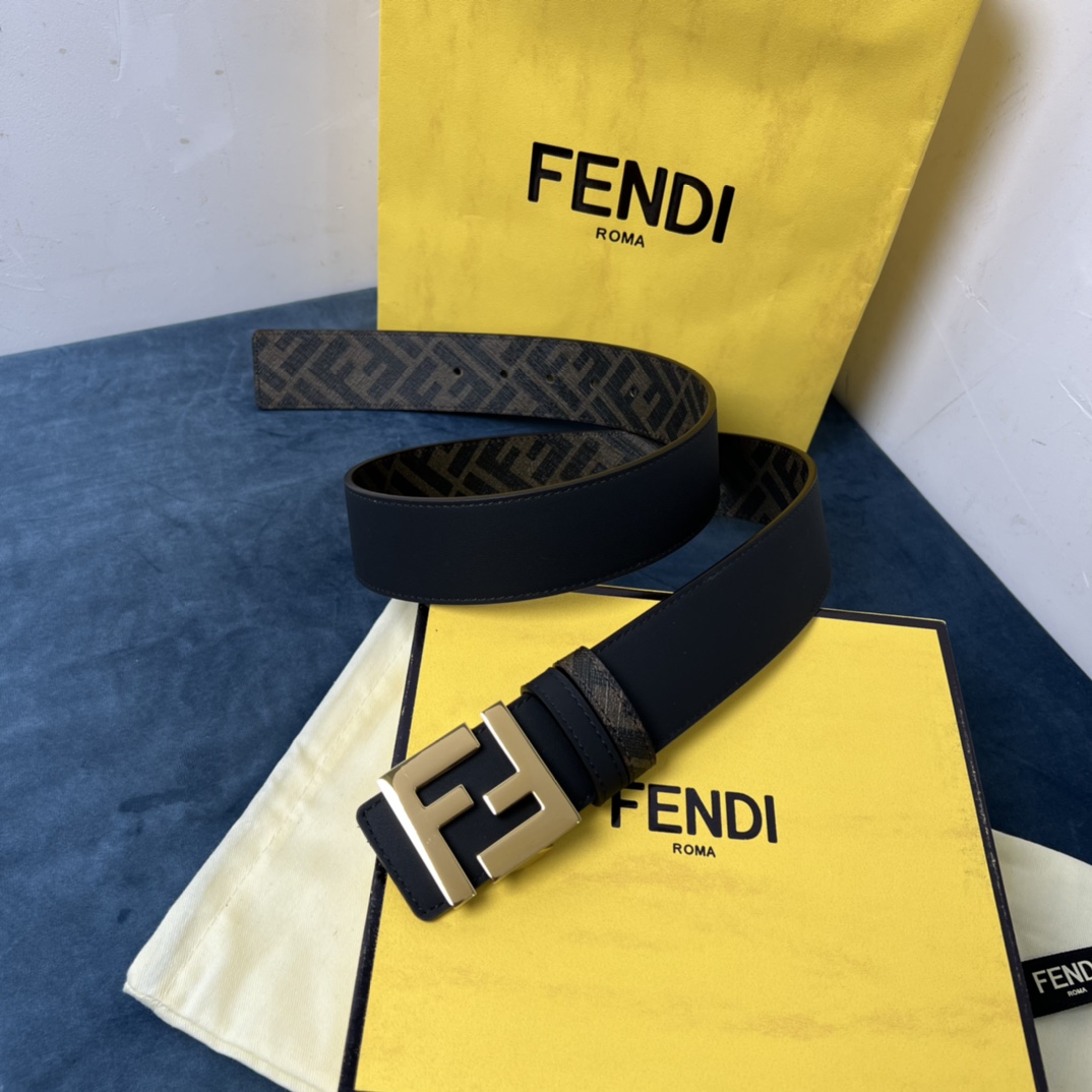 Fendi Wendegürtel aus schwarzem Leder - EUR FASHION