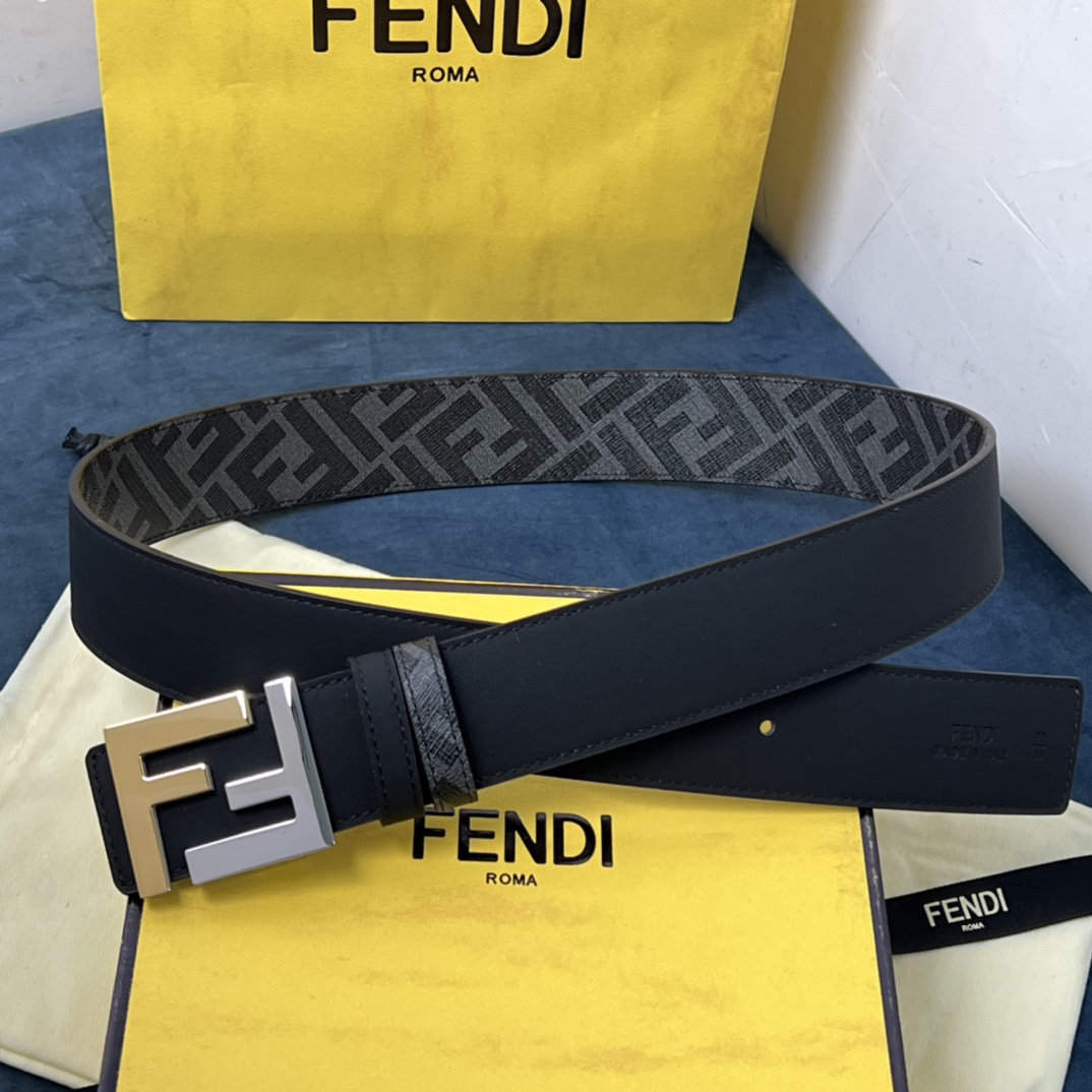 Fendi Wendegürtel aus schwarzem Leder - EUR FASHION