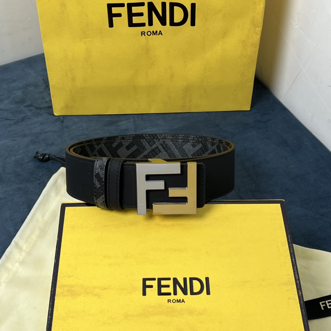 Fendi Wendegürtel aus schwarzem Leder - EUR FASHION