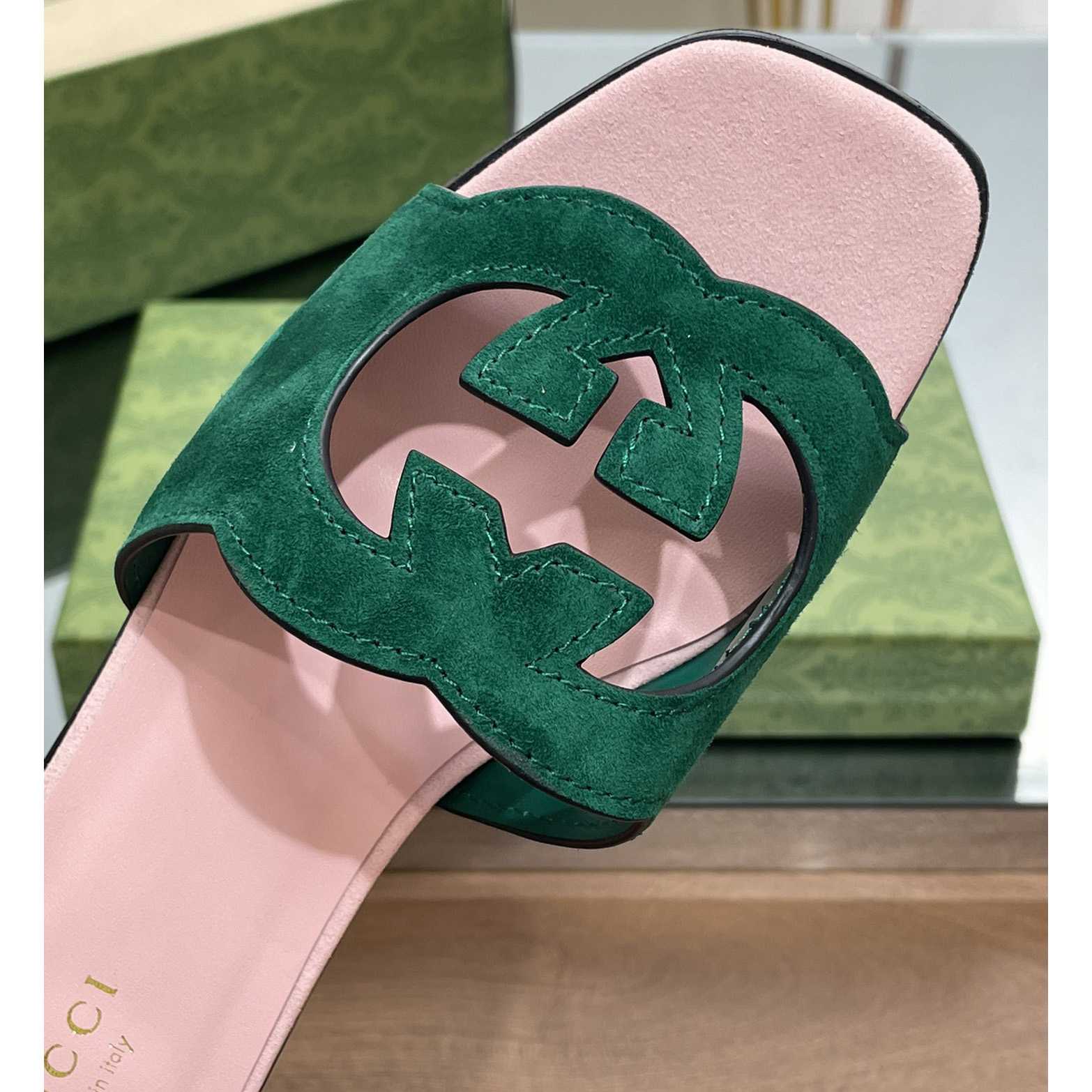 Gucci Damen-Slide-Sandale mit ineinandergreifendem G-Ausschnitt - EUR FASHION