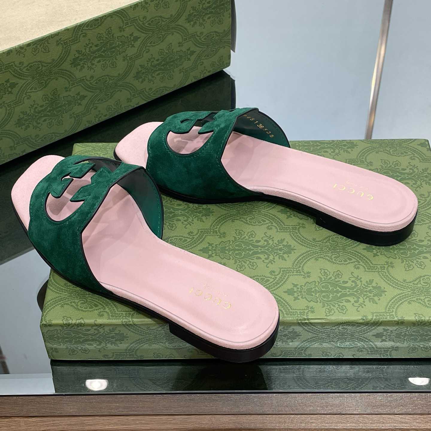 Gucci Damen-Slide-Sandale mit ineinandergreifendem G-Ausschnitt - EUR FASHION