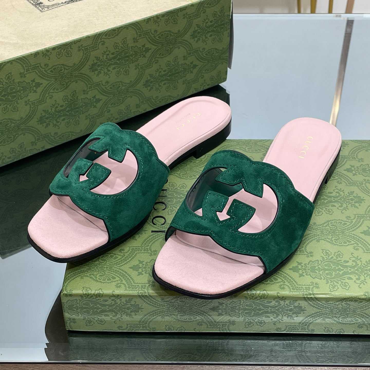 Gucci Damen-Slide-Sandale mit ineinandergreifendem G-Ausschnitt - EUR FASHION