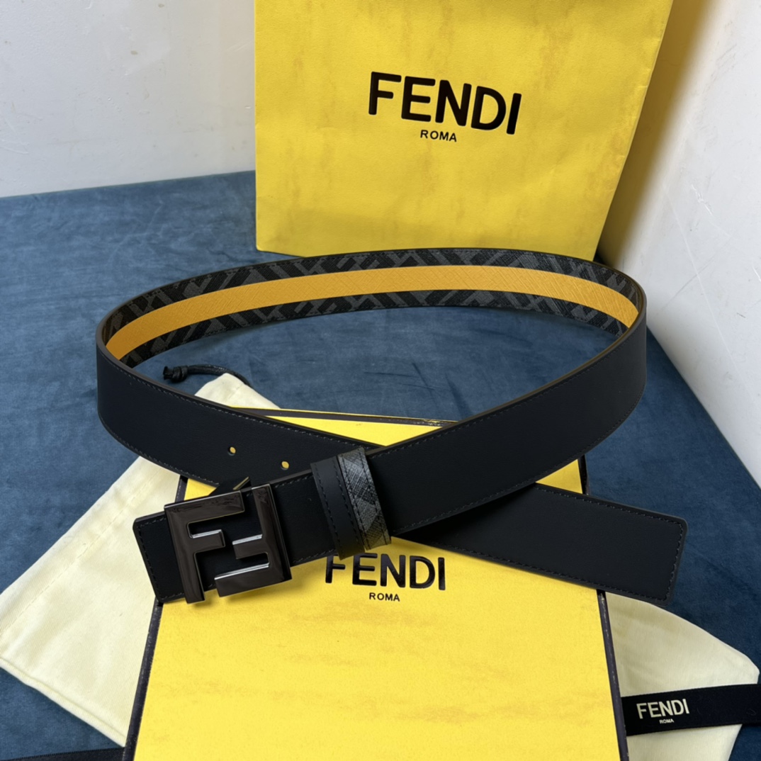 Fendi Wendegürtel aus schwarzem Leder - EUR FASHION