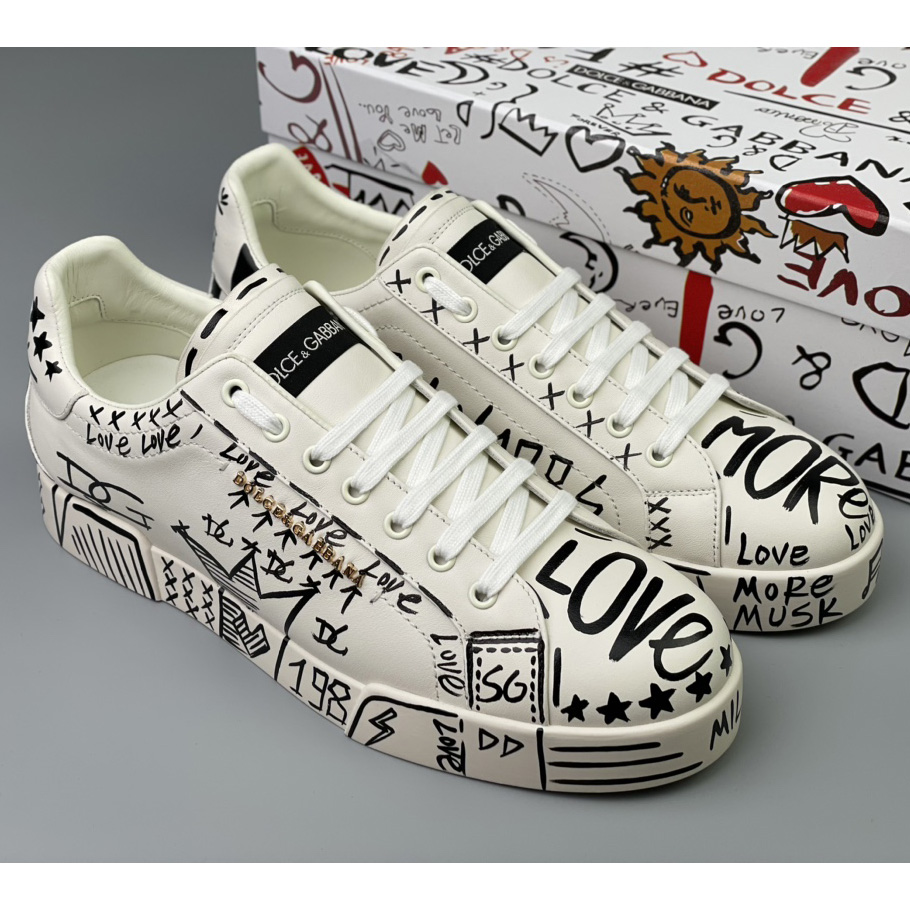 Dolce & Gabbana Handbemalte Portofino-Sneaker aus Kalbsleder - EUR FASHION