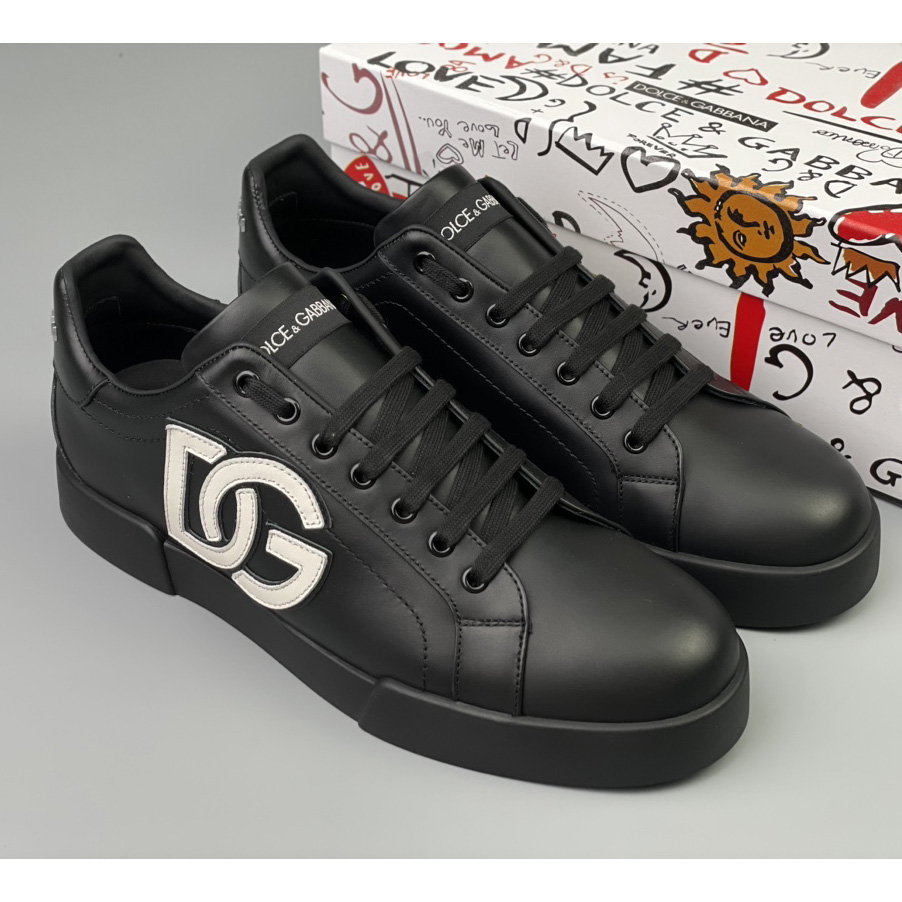 Dolce & Gabbana Portofino-Sneaker aus Kalbsleder mit DG-Logo - EUR FASHION