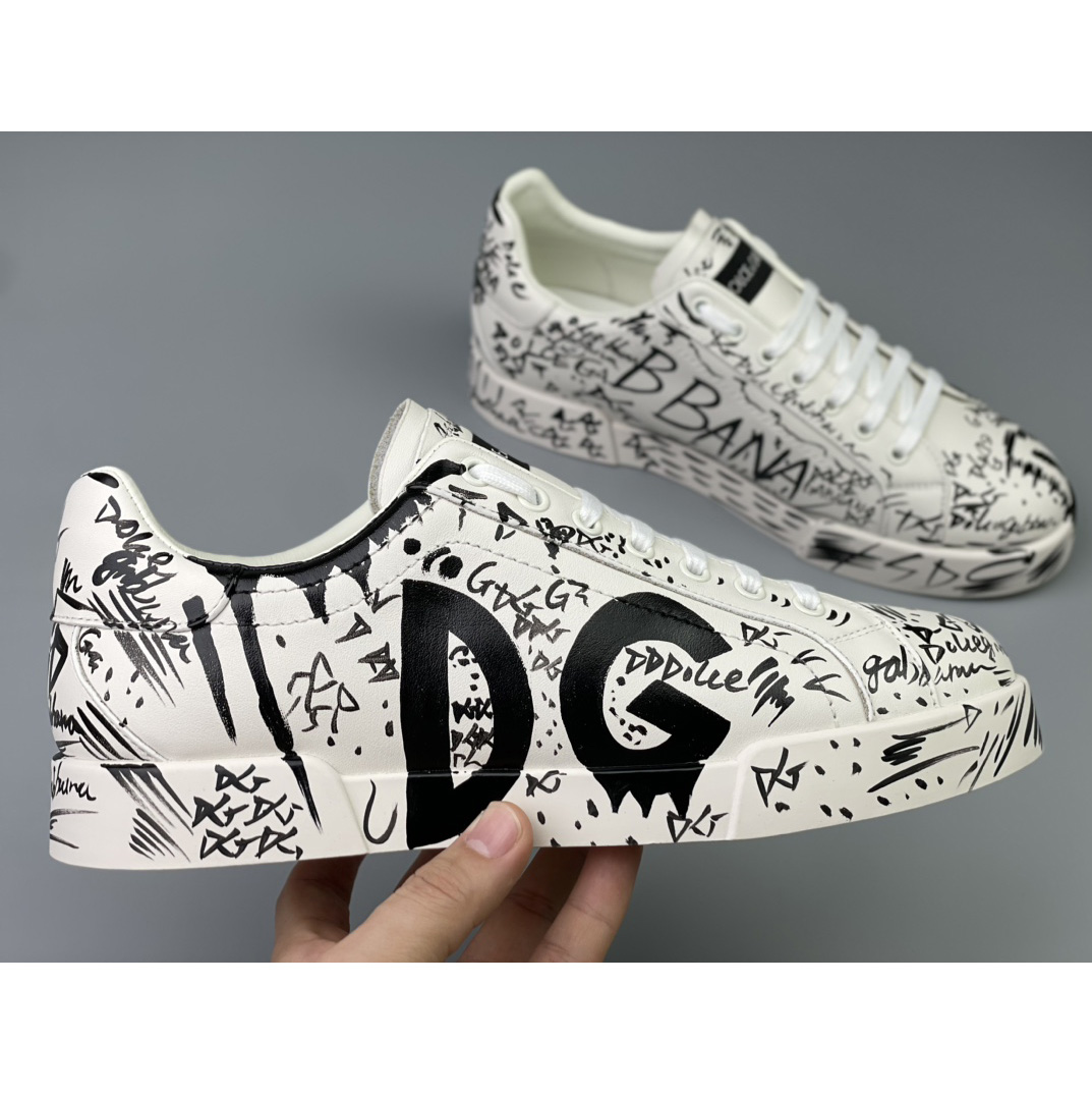 Dolce & Gabbana Portofino-Sneaker aus Kalbsleder mit Logo-Print - EUR FASHION