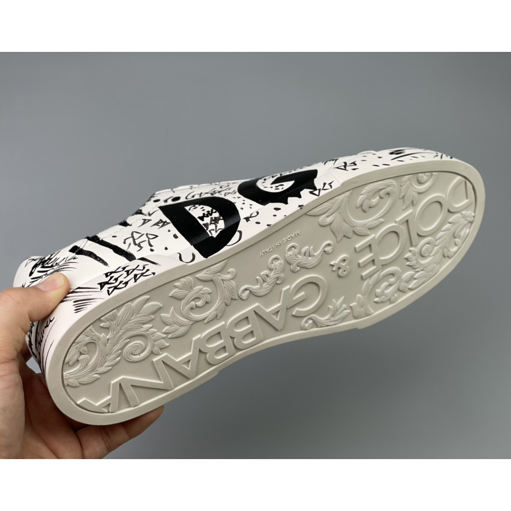 Dolce & Gabbana Portofino-Sneaker aus Kalbsleder mit Logo-Print - EUR FASHION