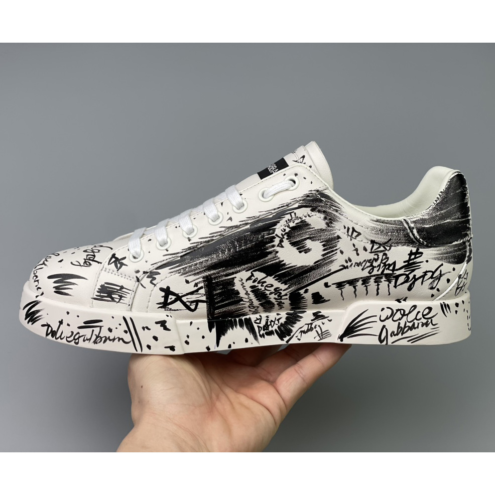 Dolce & Gabbana Portofino-Sneaker aus Kalbsleder mit Logo-Print - EUR FASHION