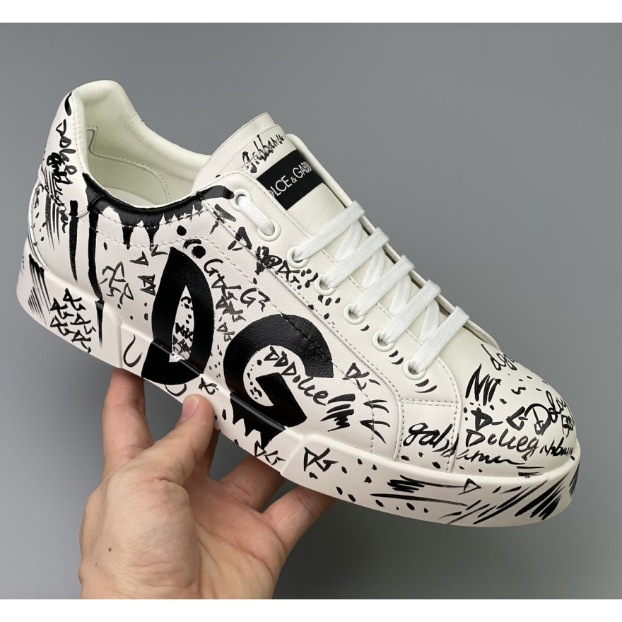 Dolce & Gabbana Portofino-Sneaker aus Kalbsleder mit Logo-Print - EUR FASHION