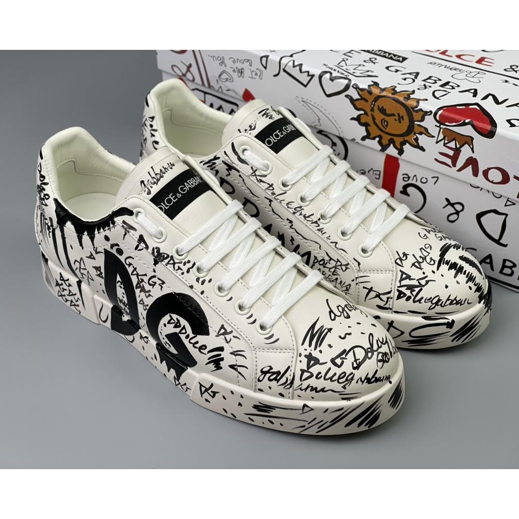 Dolce & Gabbana Portofino-Sneaker aus Kalbsleder mit Logo-Print - EUR FASHION