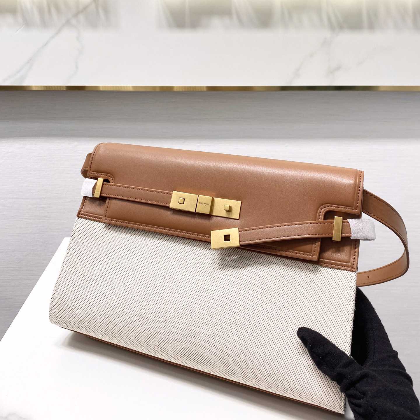 Saint Laurent Manhattan Umhängetasche aus Canvas und Leder - EUR FASHION